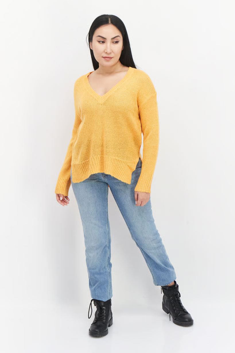 Brave Soul V-Neck Sweater – Autumn Fire in Burnt Orange