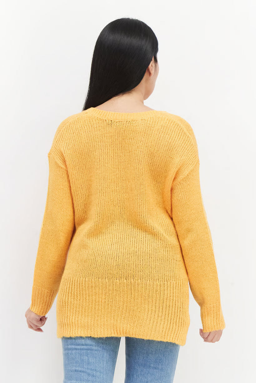 Brave Soul V-Neck Sweater – Autumn Fire in Burnt Orange