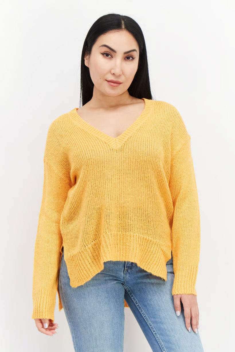 Brave Soul V-Neck Sweater – Autumn Fire in Burnt Orange
