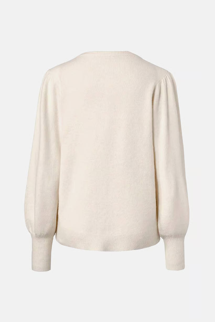 Tchibo Fine Knit Puff Sleeve Cardigan – Creamy Soft & Classy
