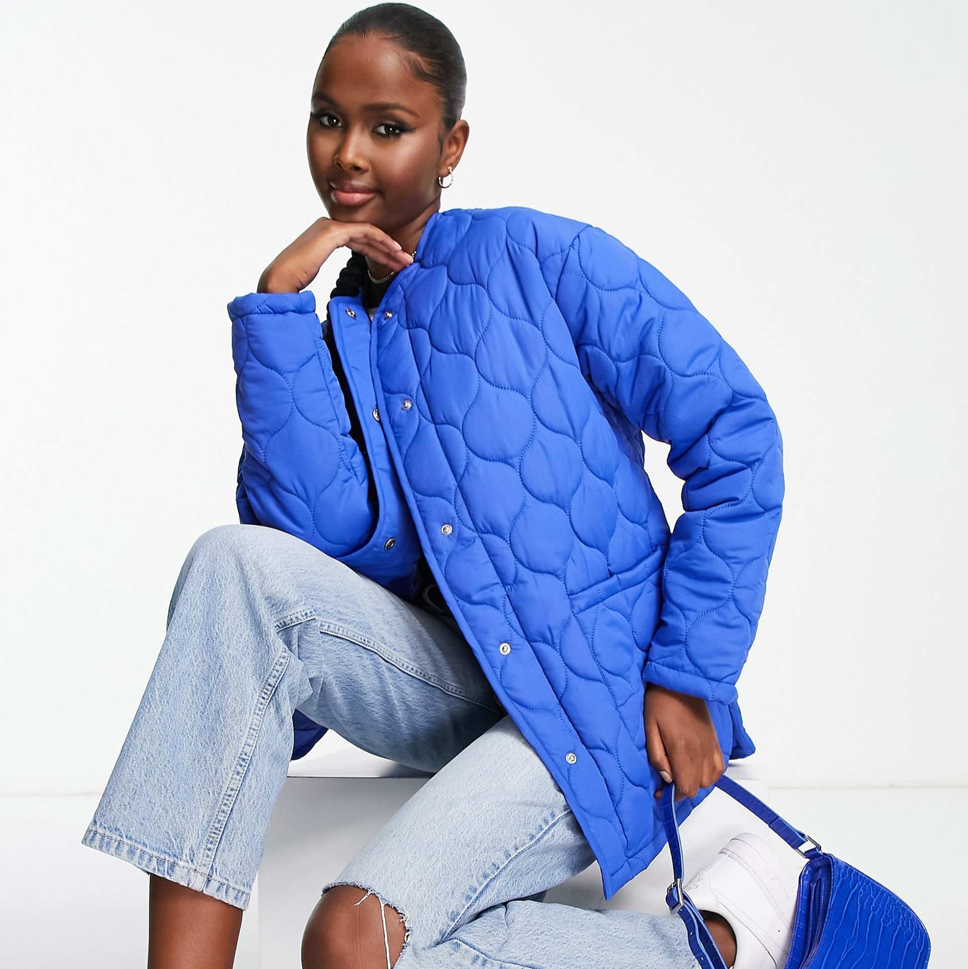 Tchibo Petite Quilted Jacket – Tailored Warmth in Classic Blue